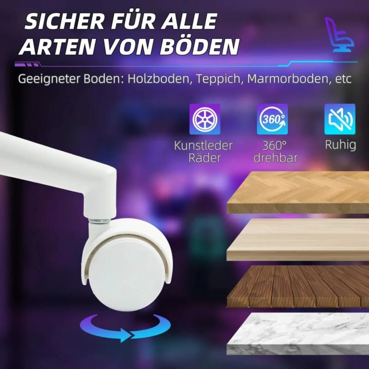 Gaming chair, adjustable armrests & backrest, faux - Image 2