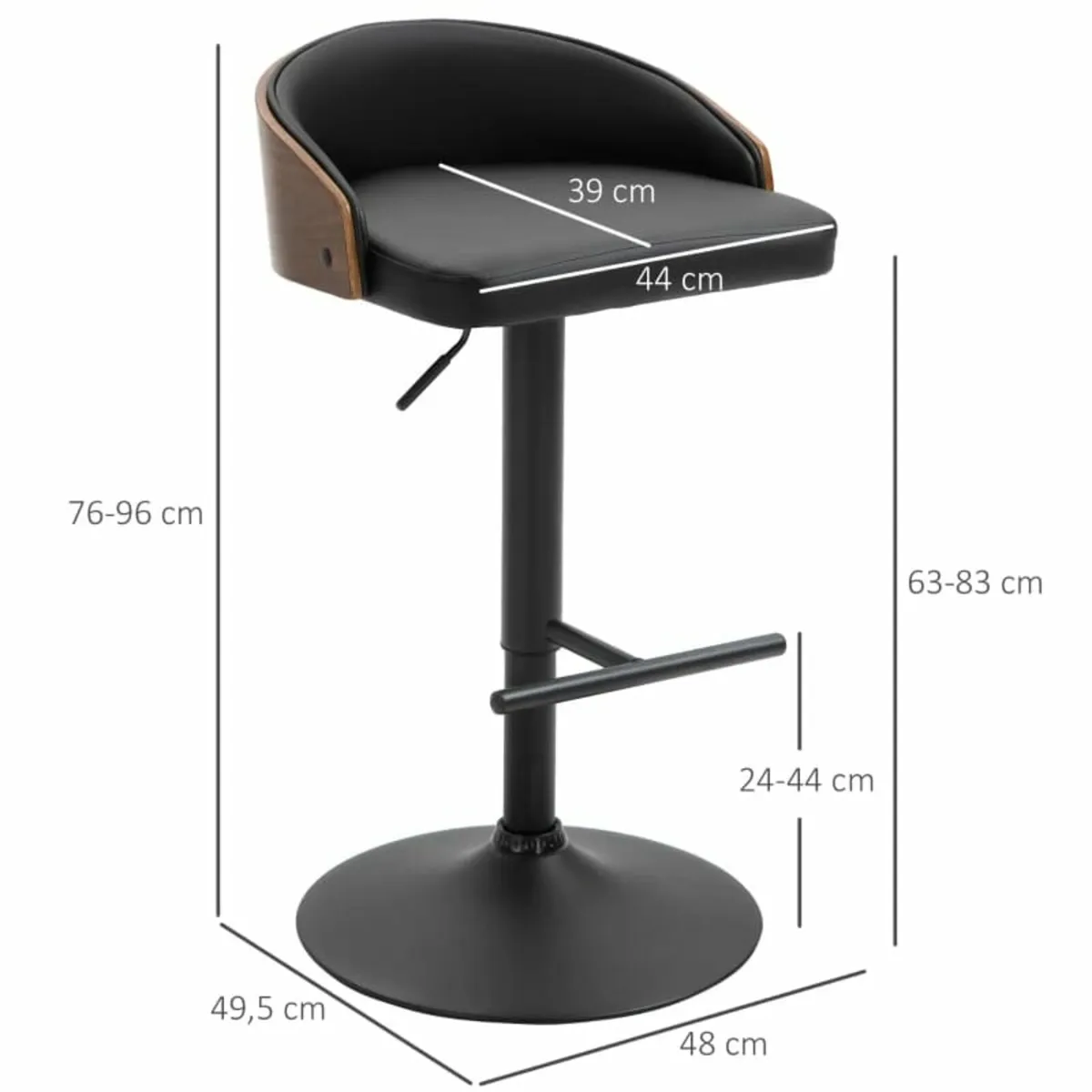 Set of 2 Bar Stools Swivel Bar Chairs with Footres - Image 3