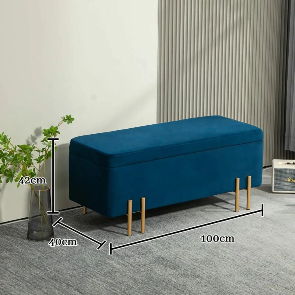 Storage bench, upholstered bench with storage, met - Image 2