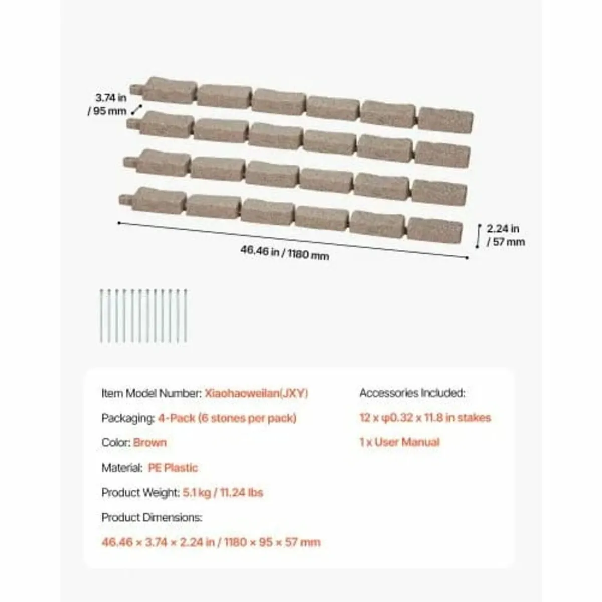 Faux Stone Landscape Edging, 46.4 x 2.2 in Realist - Image 2