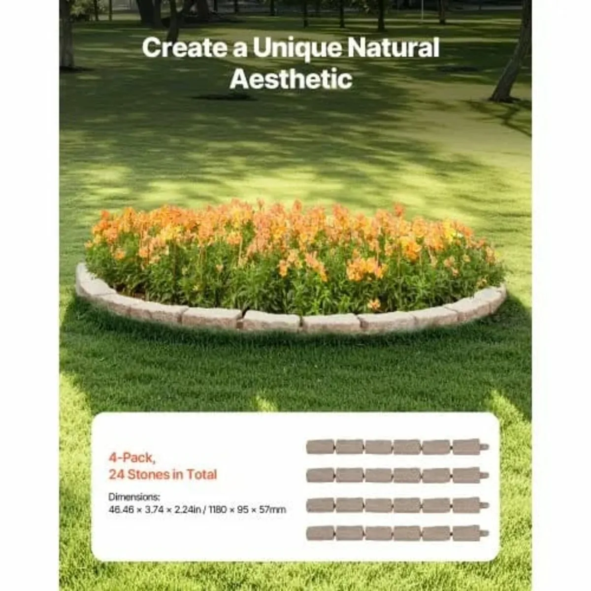 Faux Stone Landscape Edging, 46.4 x 2.2 in Realist - Image 3