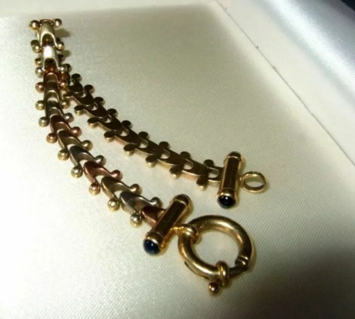 Vintage Hallmarked 9ct Gold - 3 Col' Gold Bracelet - Image 4