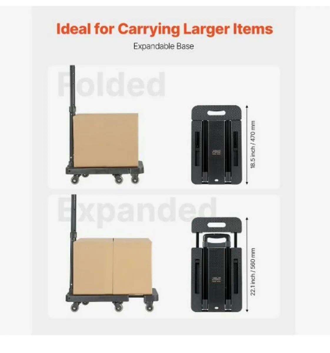 Folding Hand Truck, 226.8 kg Load Capacity - Image 4