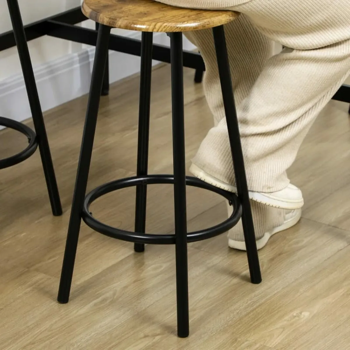 Five-Piece Industrial-Style Bar Table Set - Brown/ - Image 4