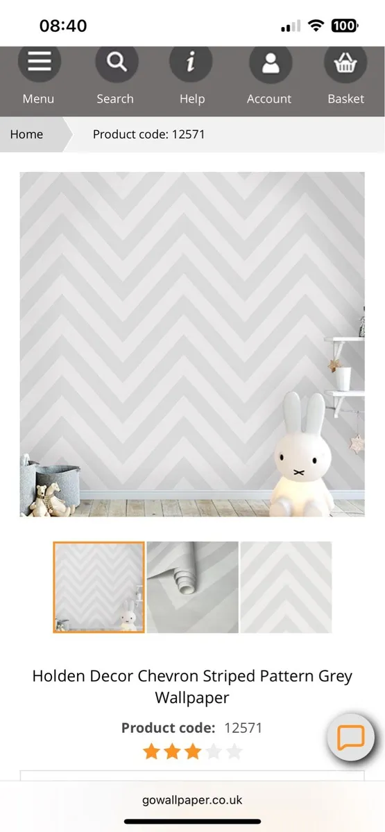 Chevron Grey wall paper for Baby nursery - Image 1