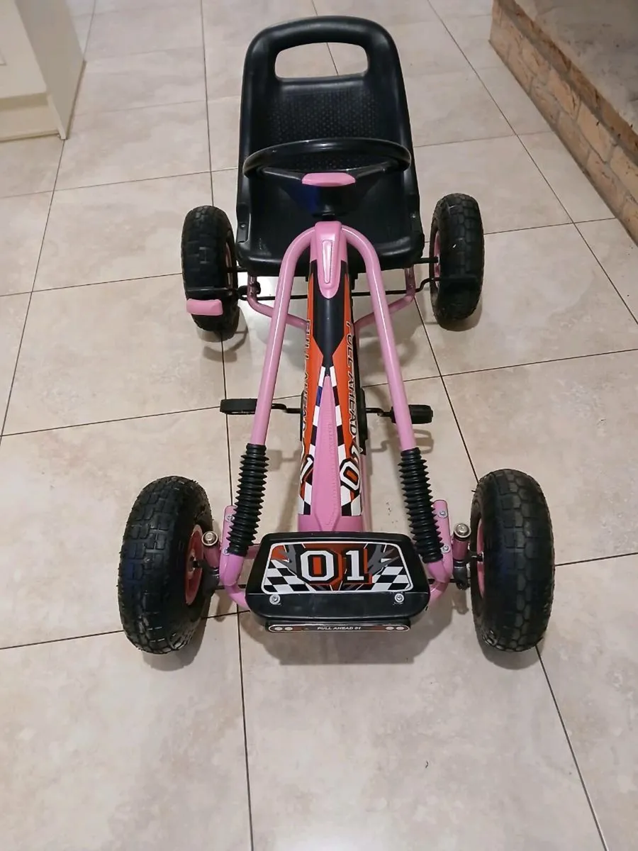 Kiddo Racer Design Pink Kids Pedal Go-Kart - Image 1