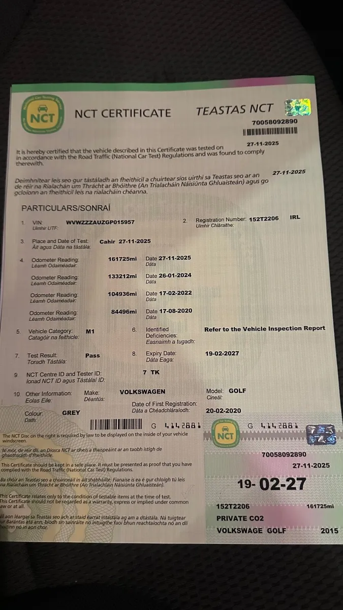 VW Golf 1.6 Diesel *NEW NCT 02-2027* - Image 2