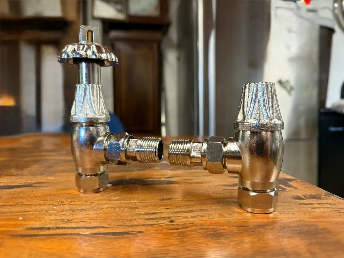 Nickel plated Brass Thermostatic Radiator  valves. - Image 2