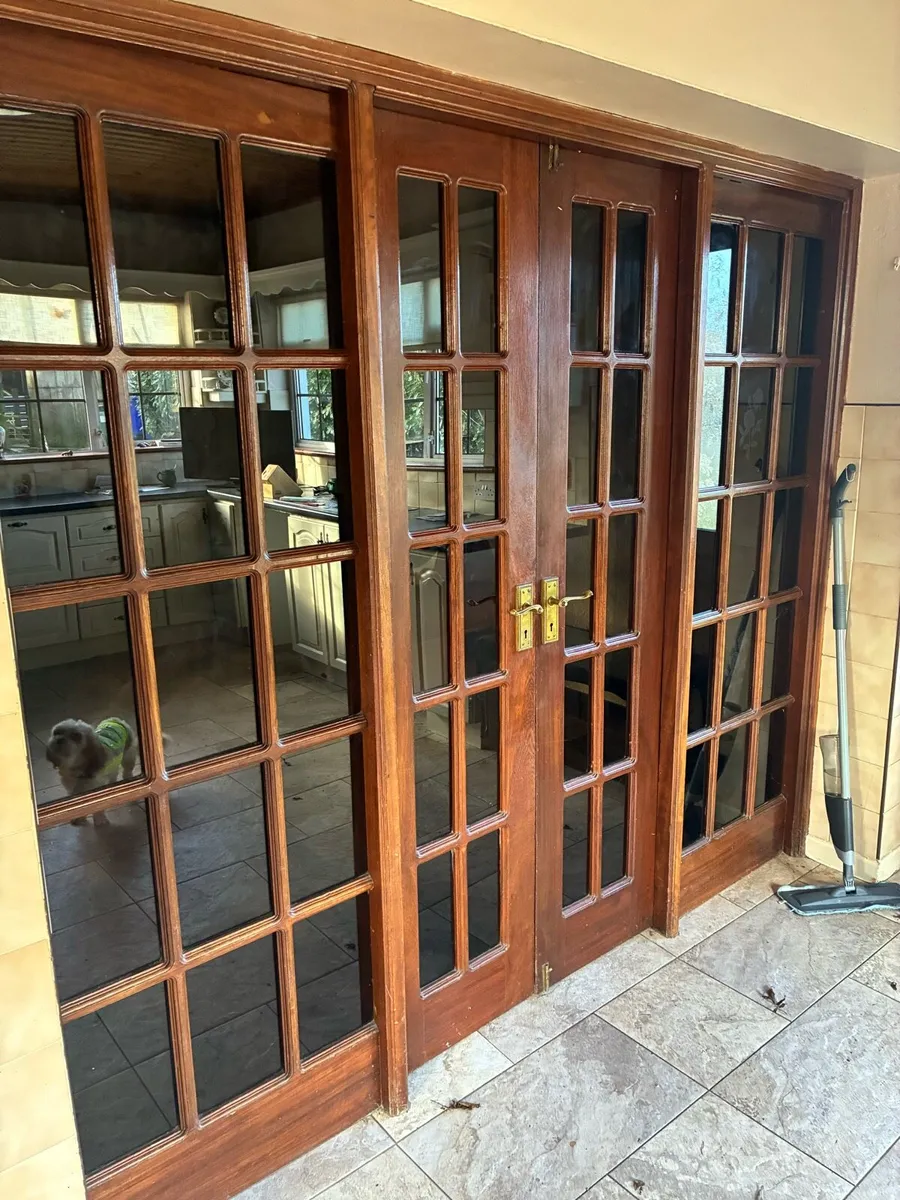 Teak glass panel door and frame - Image 1