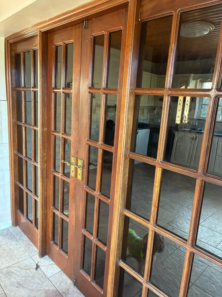 Teak glass panel door and frame - Image 2