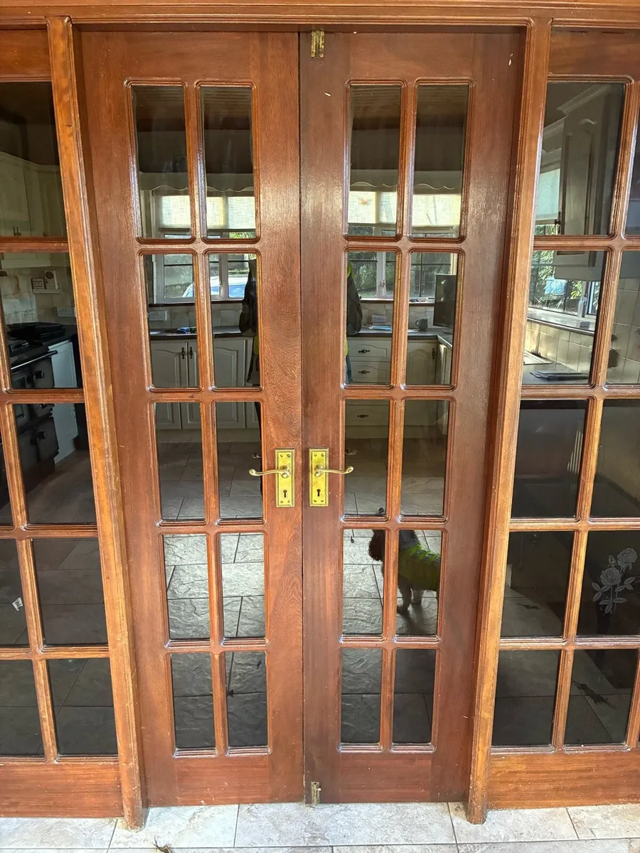 Teak glass panel door and frame - Image 3
