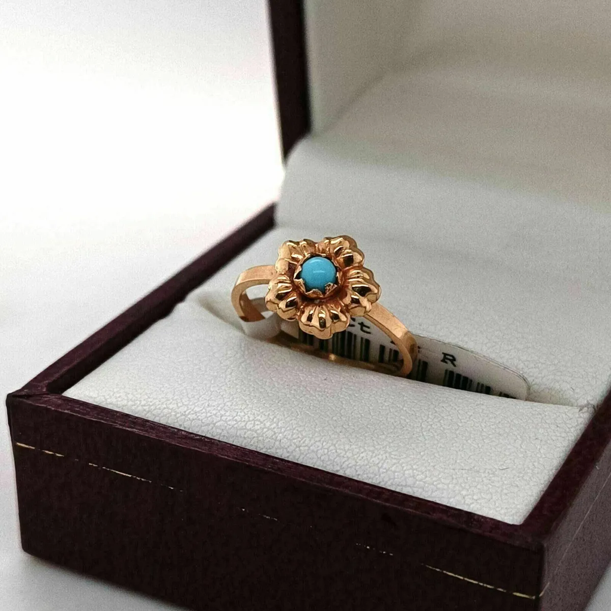 18k Yellow Gold & Turquoise Flower Ring - Image 1