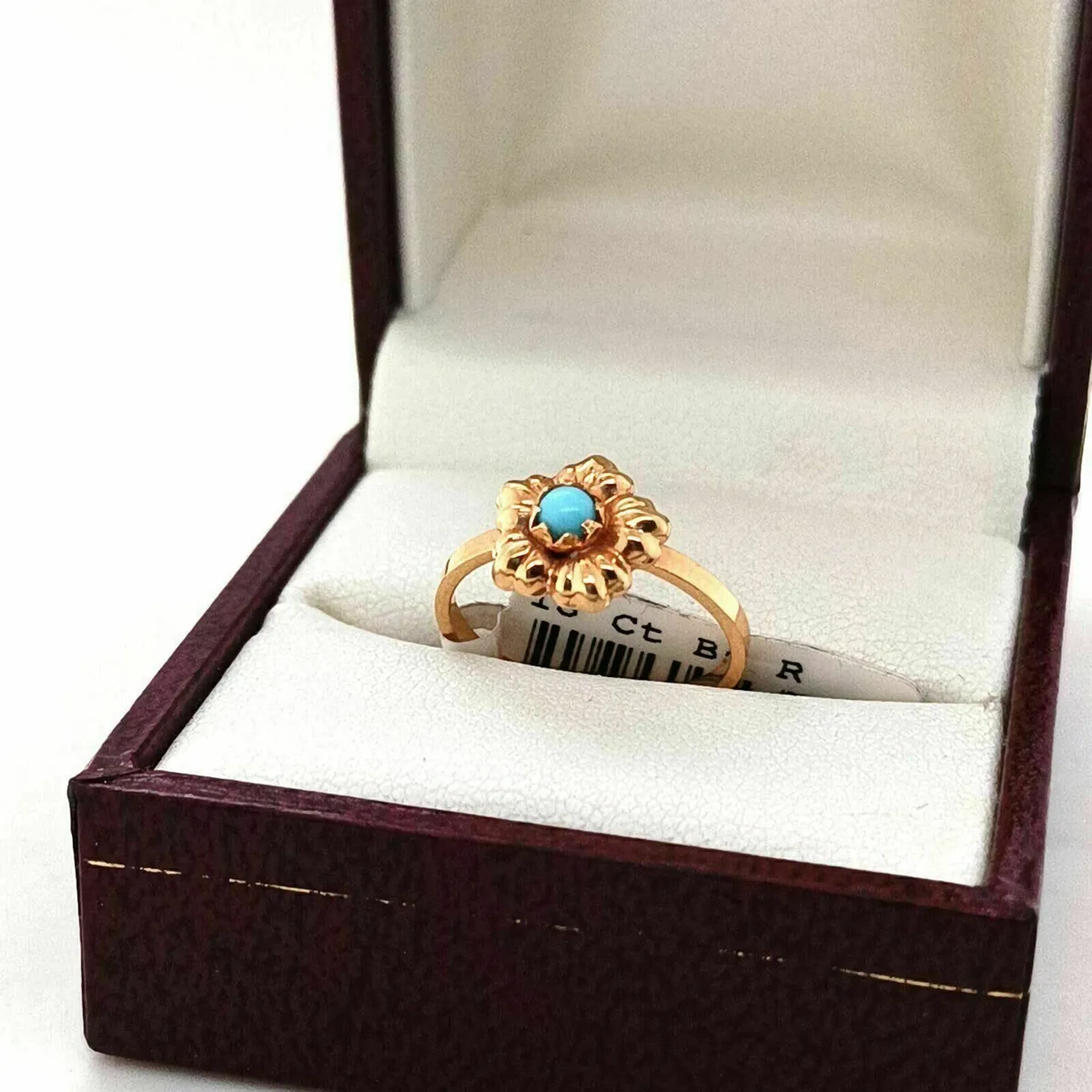 18k Yellow Gold & Turquoise Flower Ring - Image 2