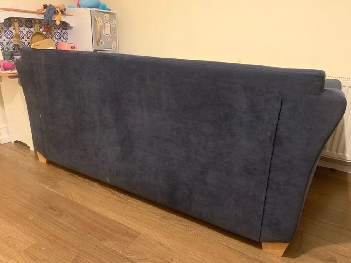 Dfs 2 seater sofa, navy, open to offer for quick collection - Image 2