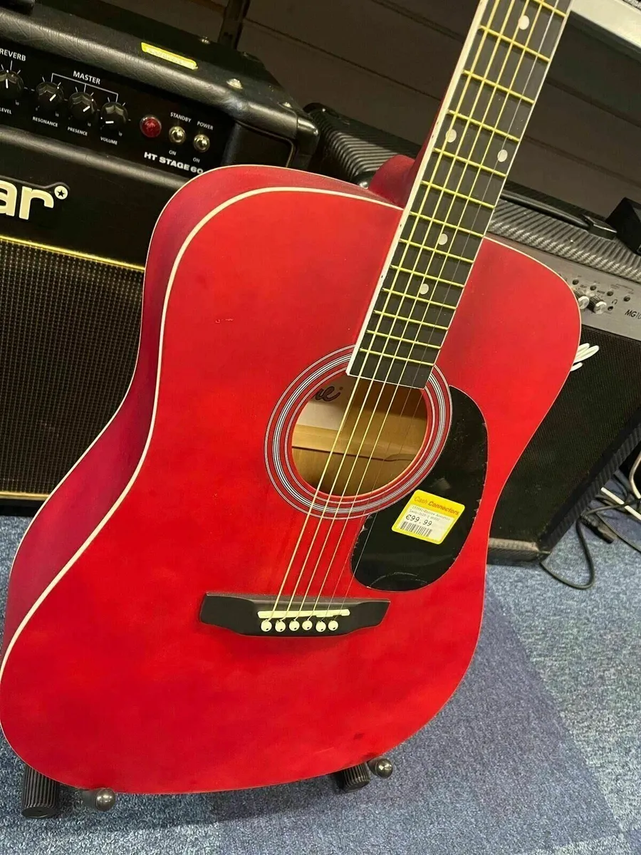 Encore Red Acoustic Guitar - Image 2