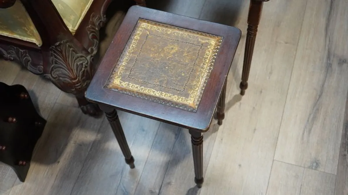 Nest of Three Tables with Leather Tops - Image 3