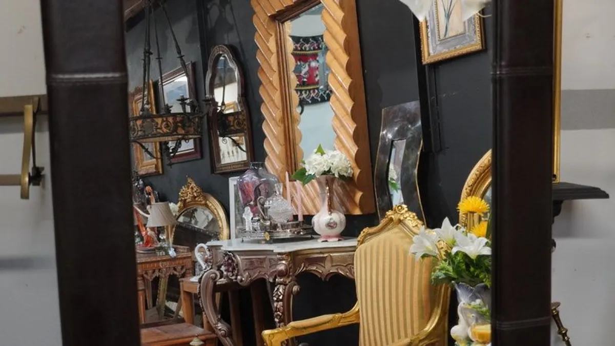 Large Floor Mirror with Leather Frame - Image 3