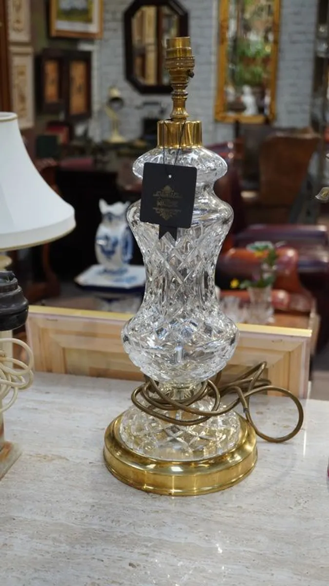 Vintage Waterford Crystal Table Lamp with Brass Base - Image 1