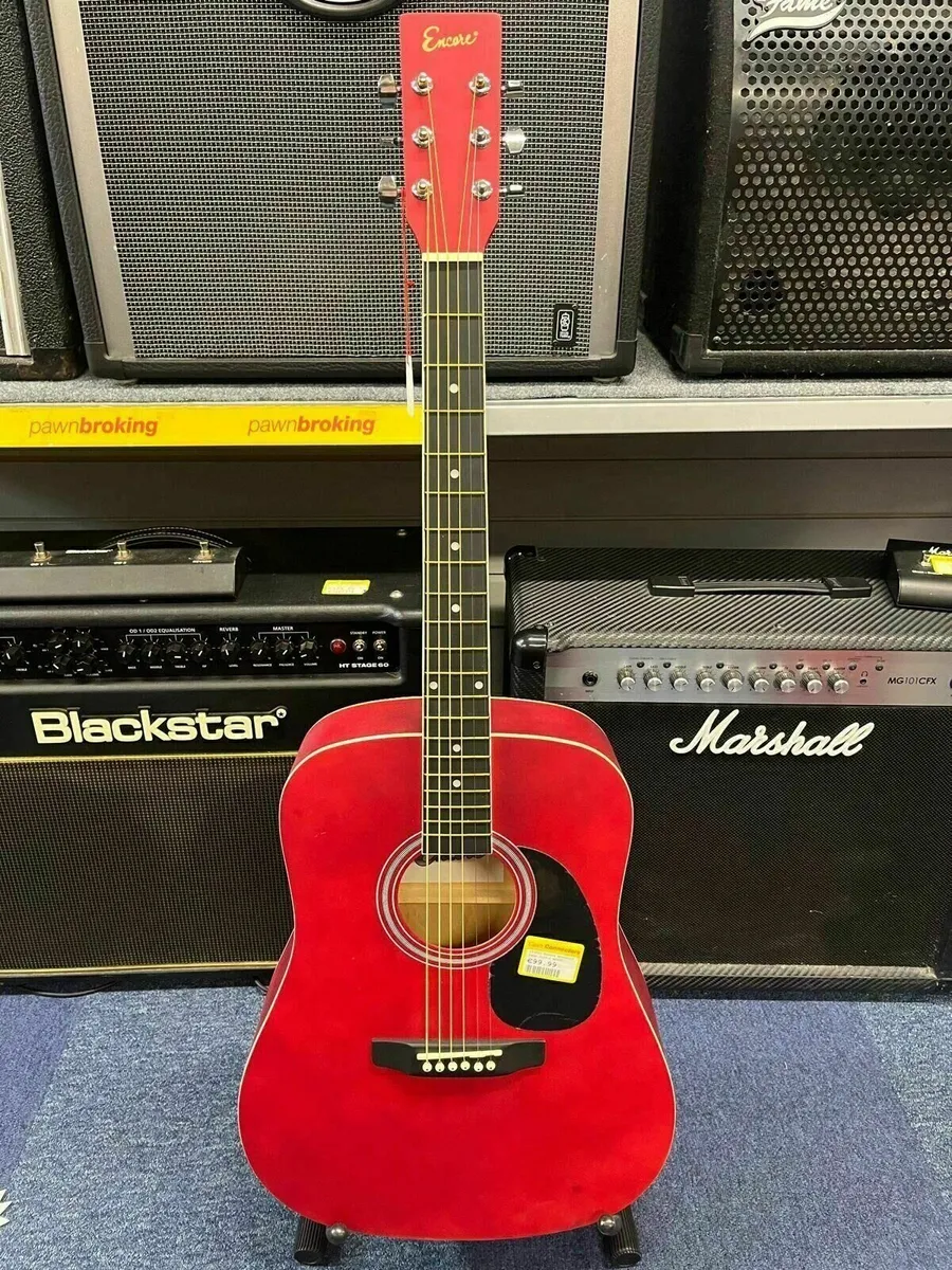 Encore Red Acoustic Guitar - Image 1