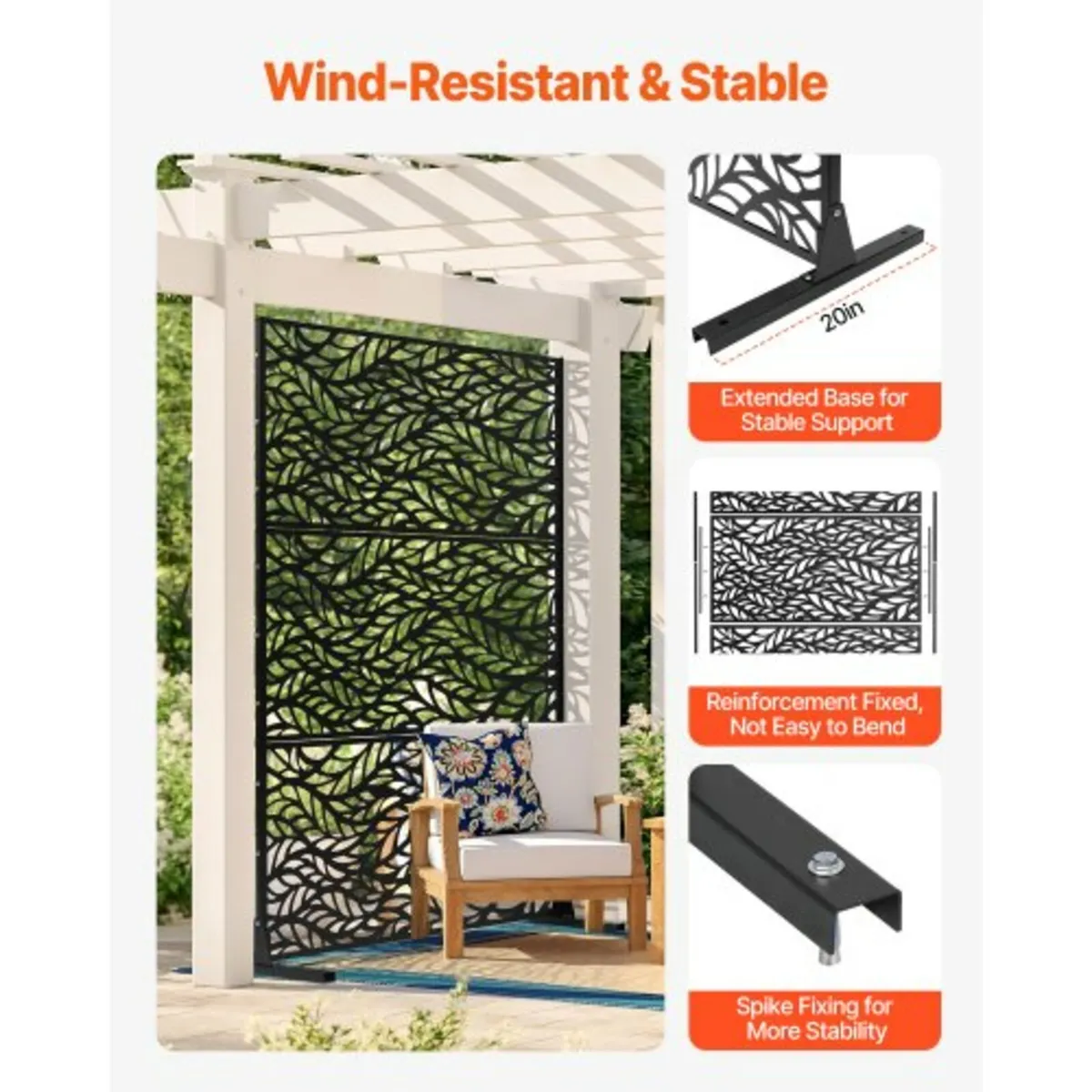 Metal Privacy Screen, 47" W x 72" H, Outdoor Priva - Image 4