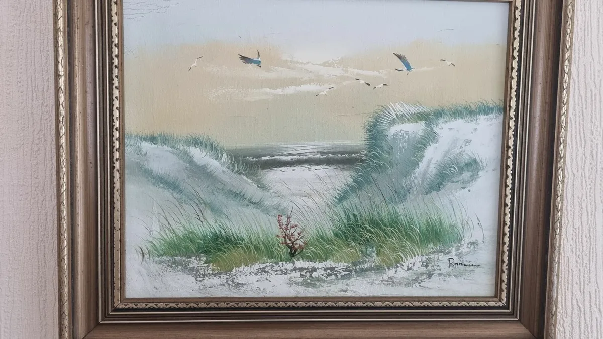 Vintage Seascape Oil Painting - Image 2