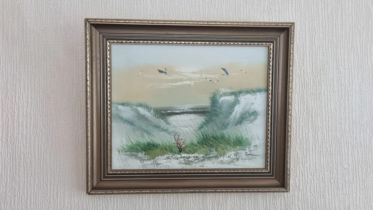 Vintage Seascape Oil Painting - Image 1