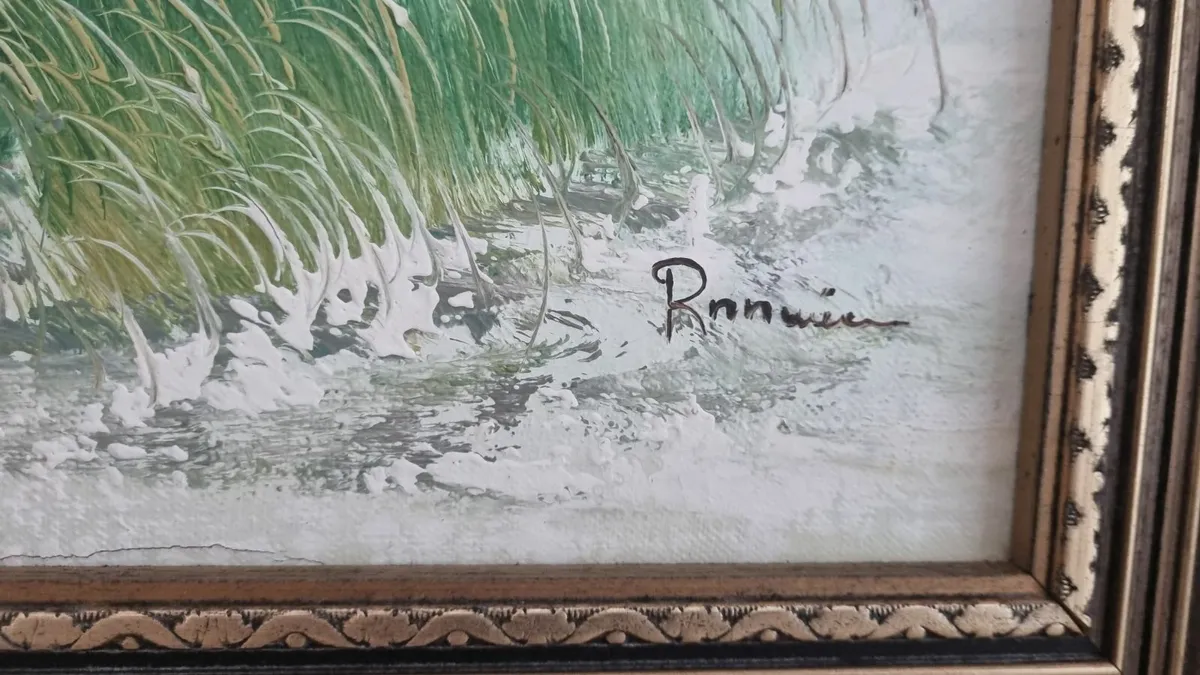 Vintage Seascape Oil Painting - Image 3