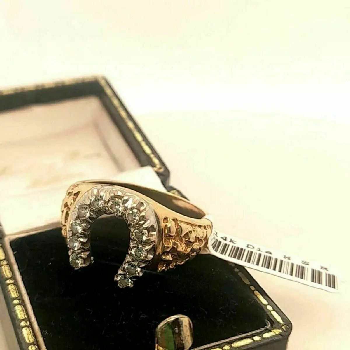 14k Yellow Gold & Diamond Horseshoe Ring - Image 2