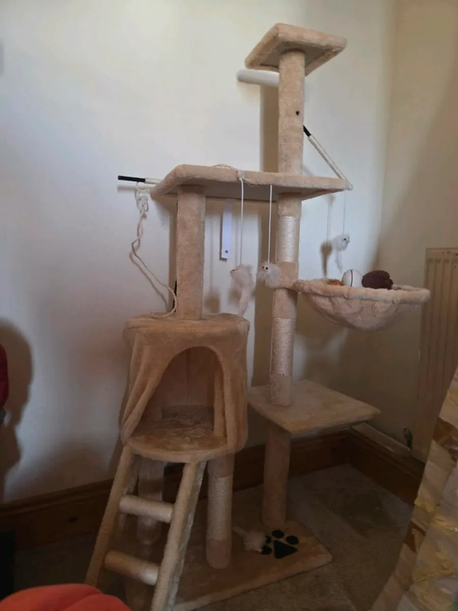 Cat tree and small cat teddy house - Image 1