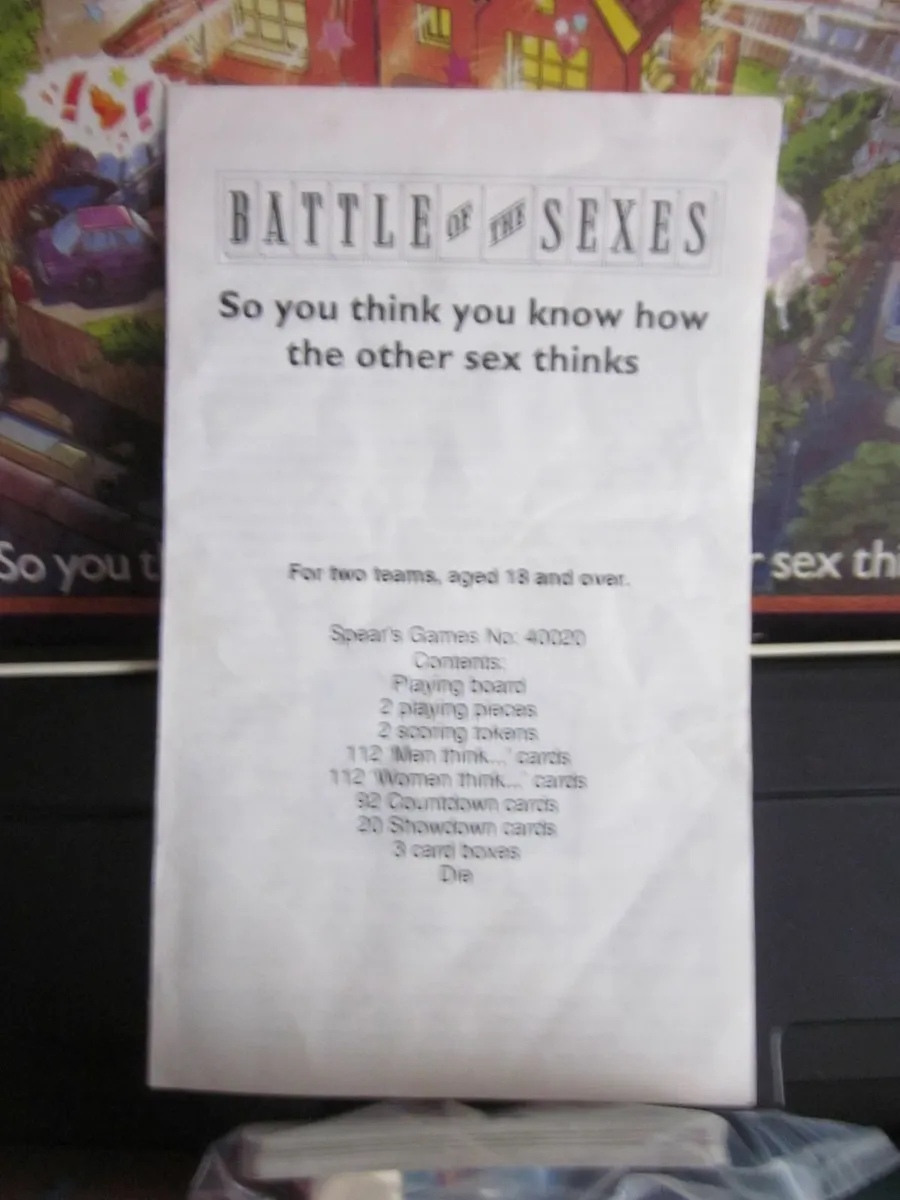 Battle Of The Sexes Board Game by Spears Games1999 - Image 4
