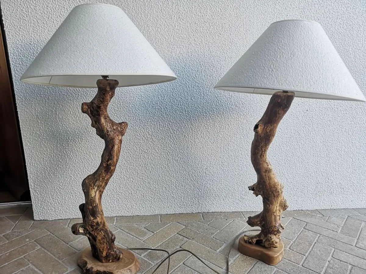 Two unique bog oak lamps - Image 1