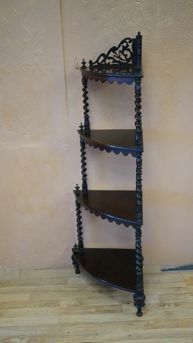 Solid Indian Rosewood Barley Twist Corner Shelf - Image 2