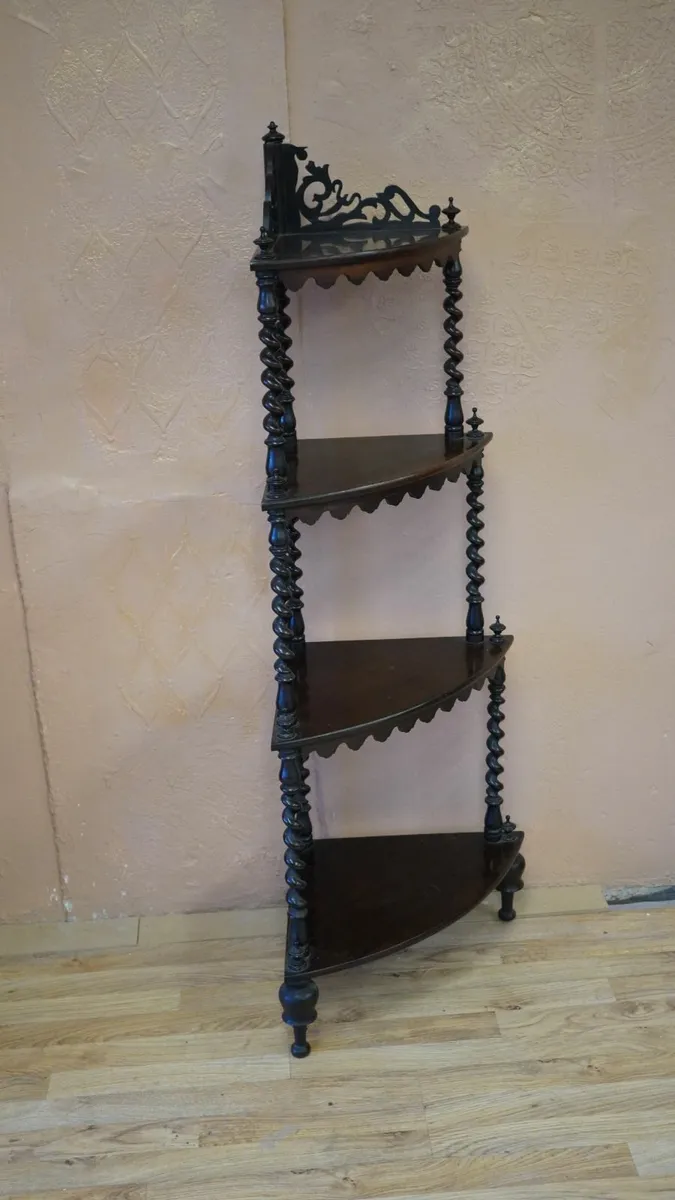 Solid Indian Rosewood Barley Twist Corner Shelf - Image 3