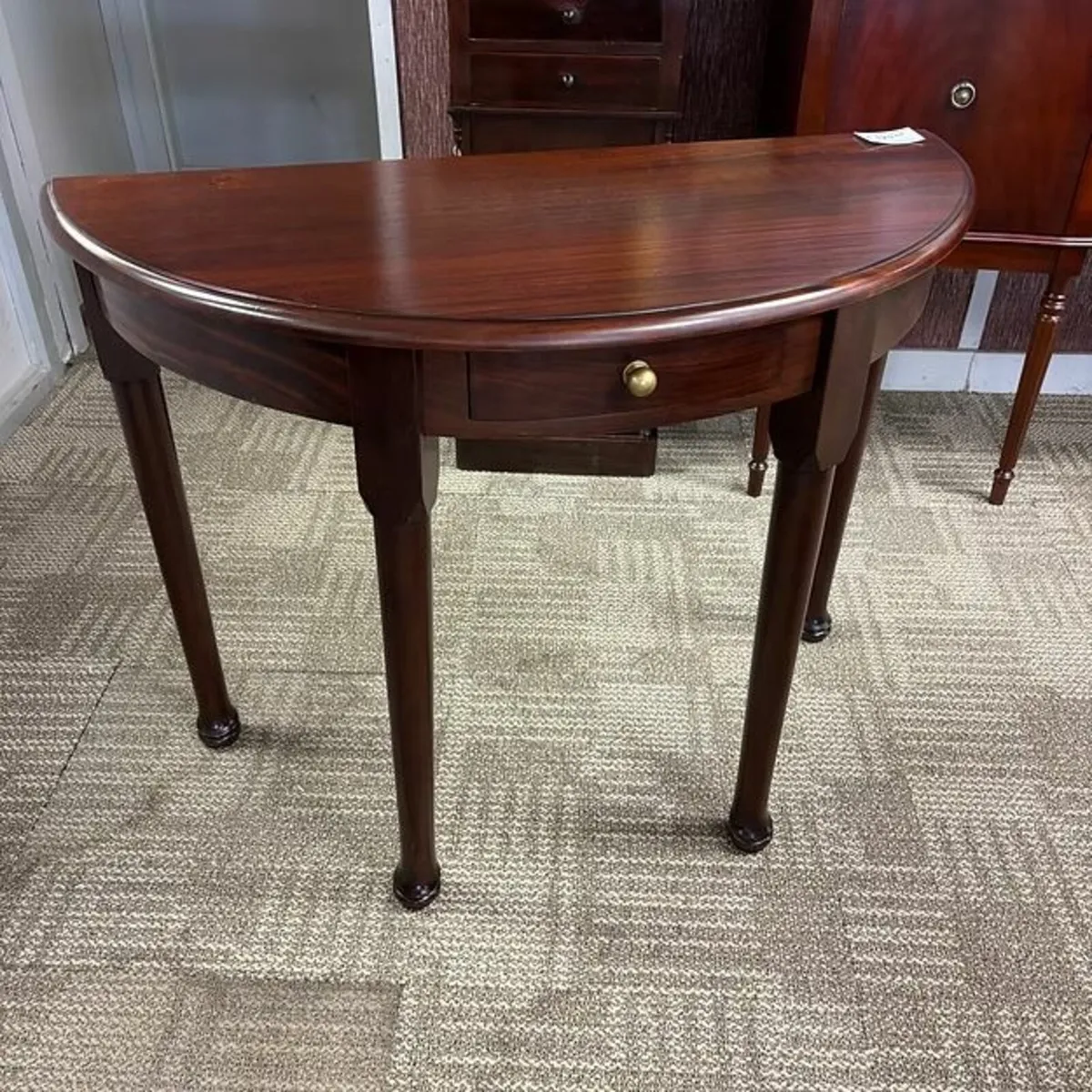 Beautiful mahogany demi lune console table