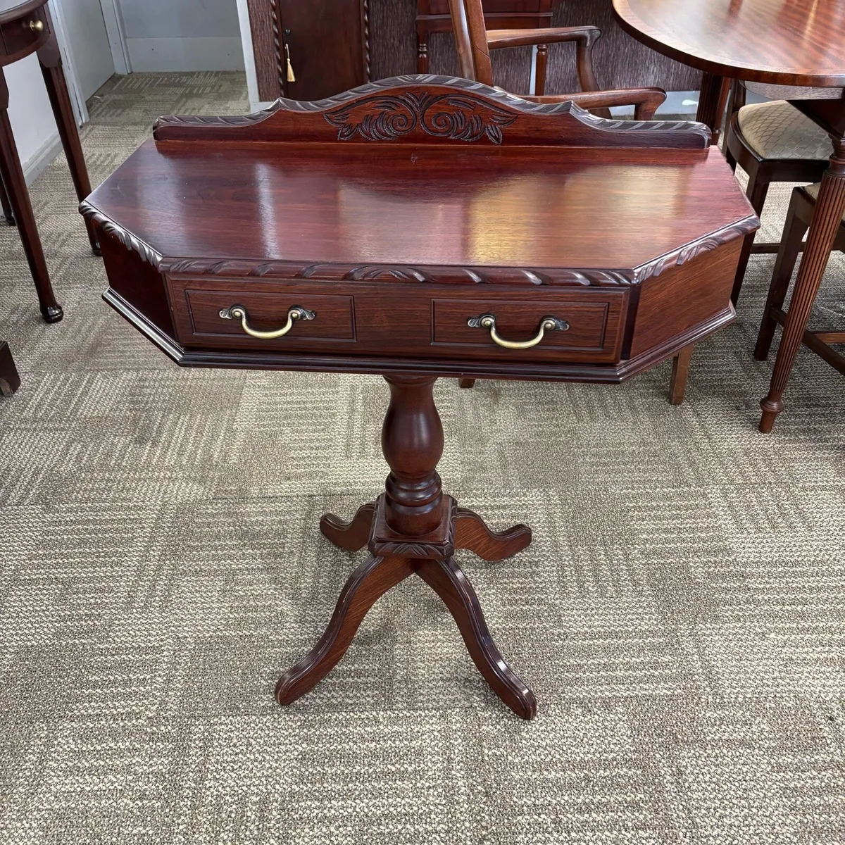 Mahogany console arch top & drawer table. Swipe fo - Image 1