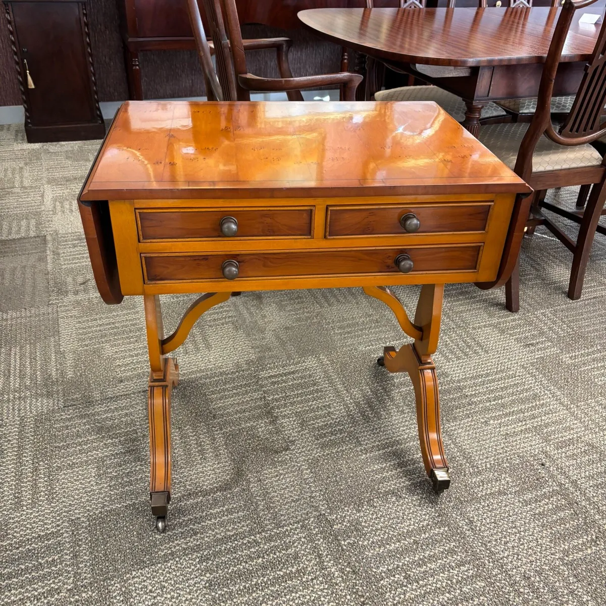 Yew drop leaf occasional side writing console tabl - Image 1