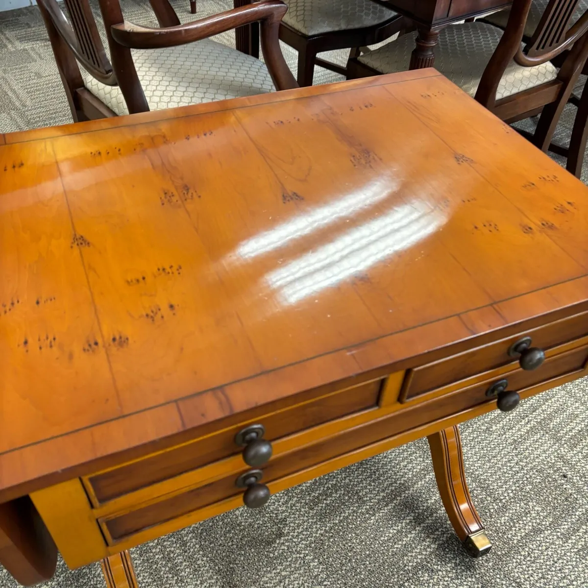 Yew drop leaf occasional side writing console tabl - Image 3