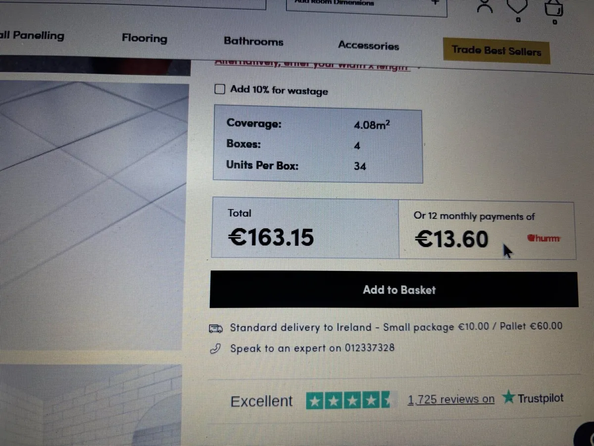 4 Boxes Metro XL white flat Ceramic Matt Tiles - Image 2