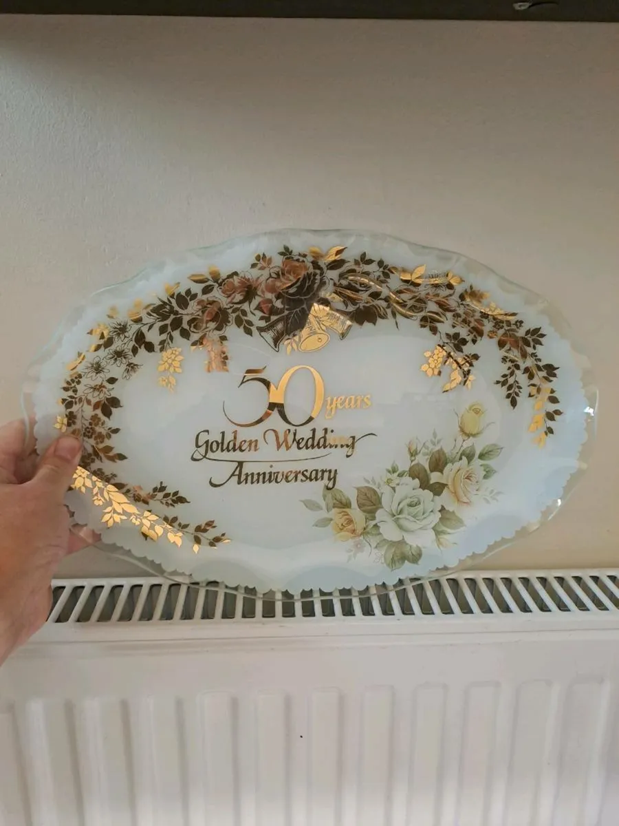 Glass platter 50 years Golden Wedding - Image 1