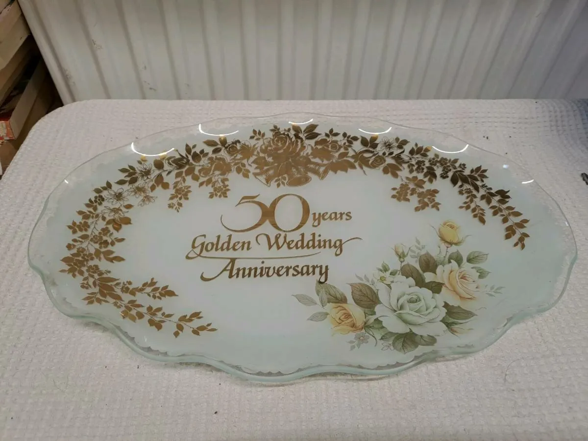 Glass platter 50 years Golden Wedding - Image 2