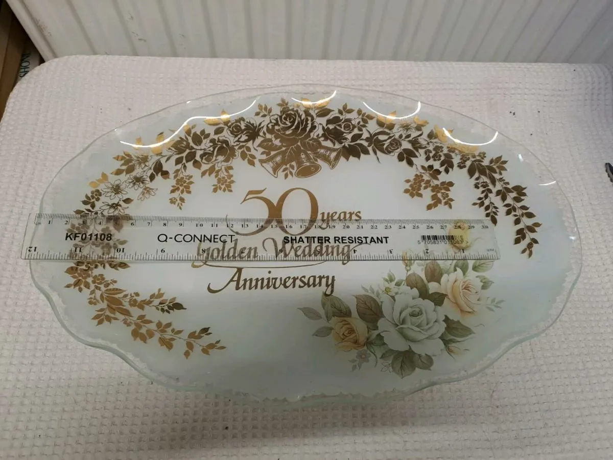 Glass platter 50 years Golden Wedding - Image 3