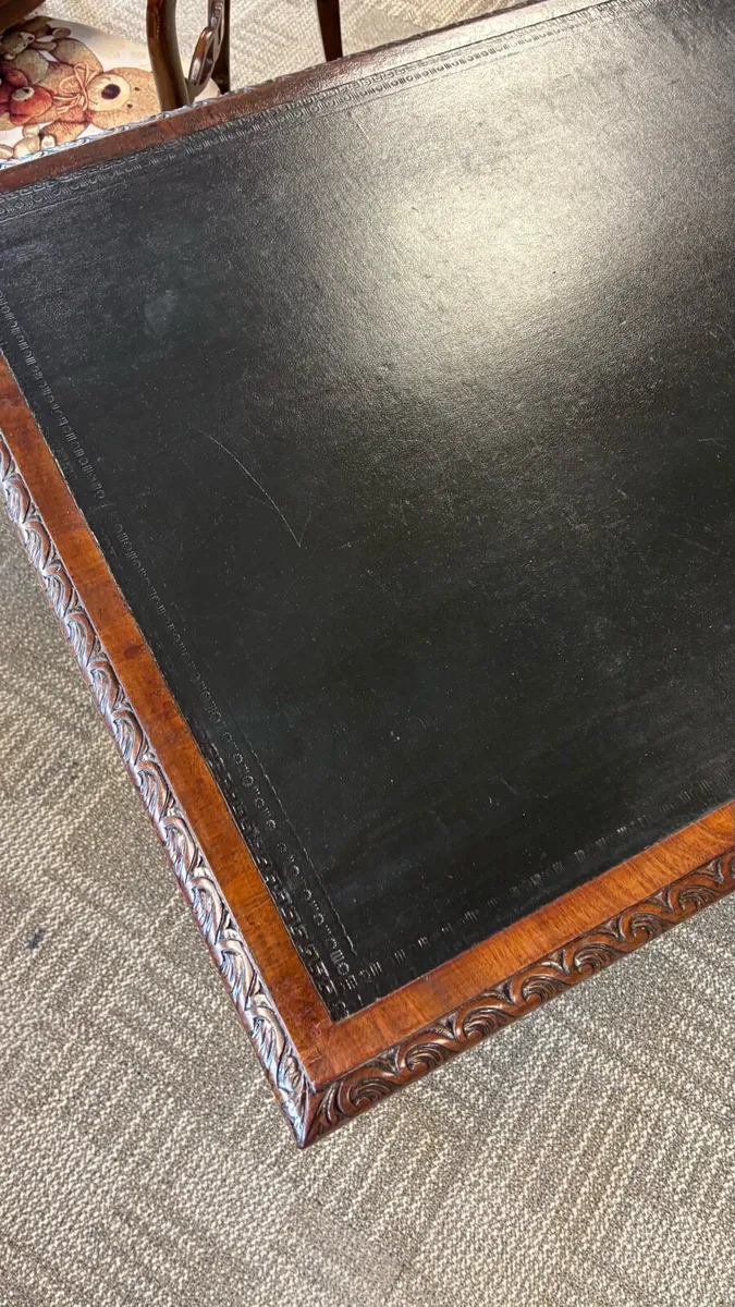 Fabulous Georgian mahogany rope edge green leather - Image 4