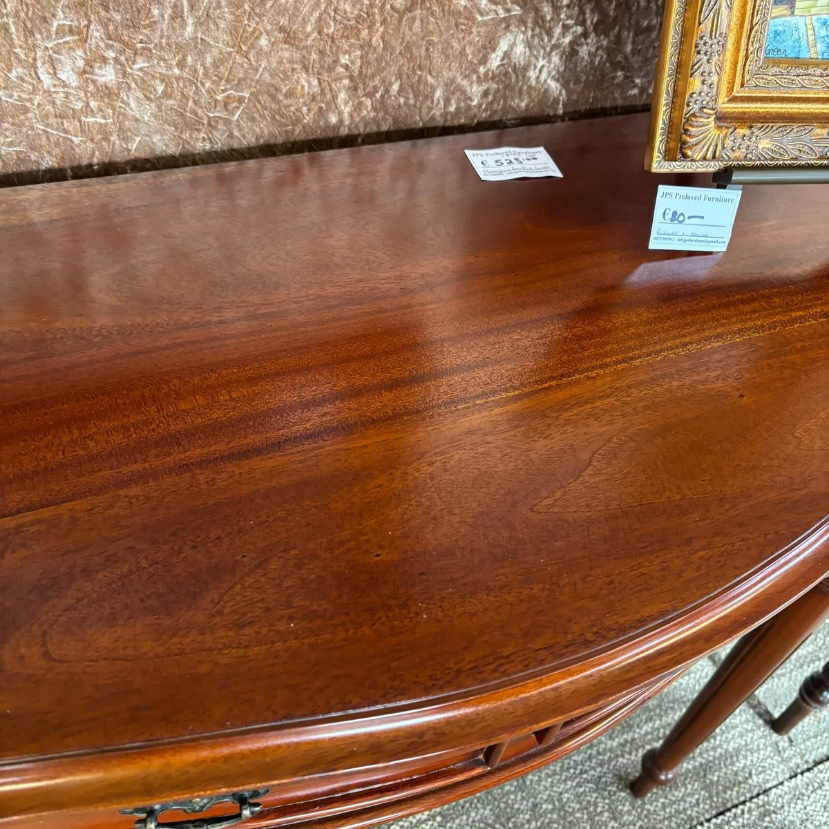 Fabulous mahogany curved front console table. Swip - Image 3