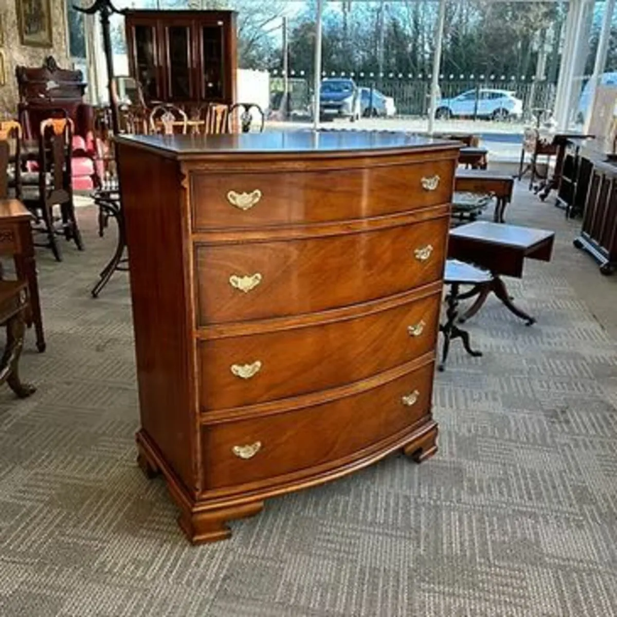 George III style mahogany bowfront chest of drawer