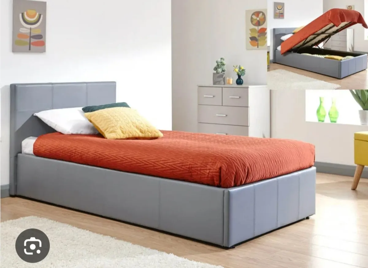 Single Leather Ottoman Storage Beds - Image 4