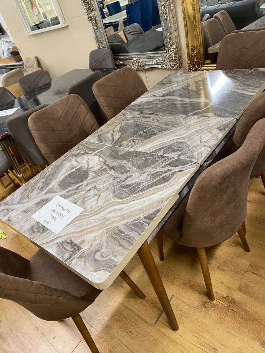 Extendable Kitchen Dining Table With 6 Chairs - Image 2