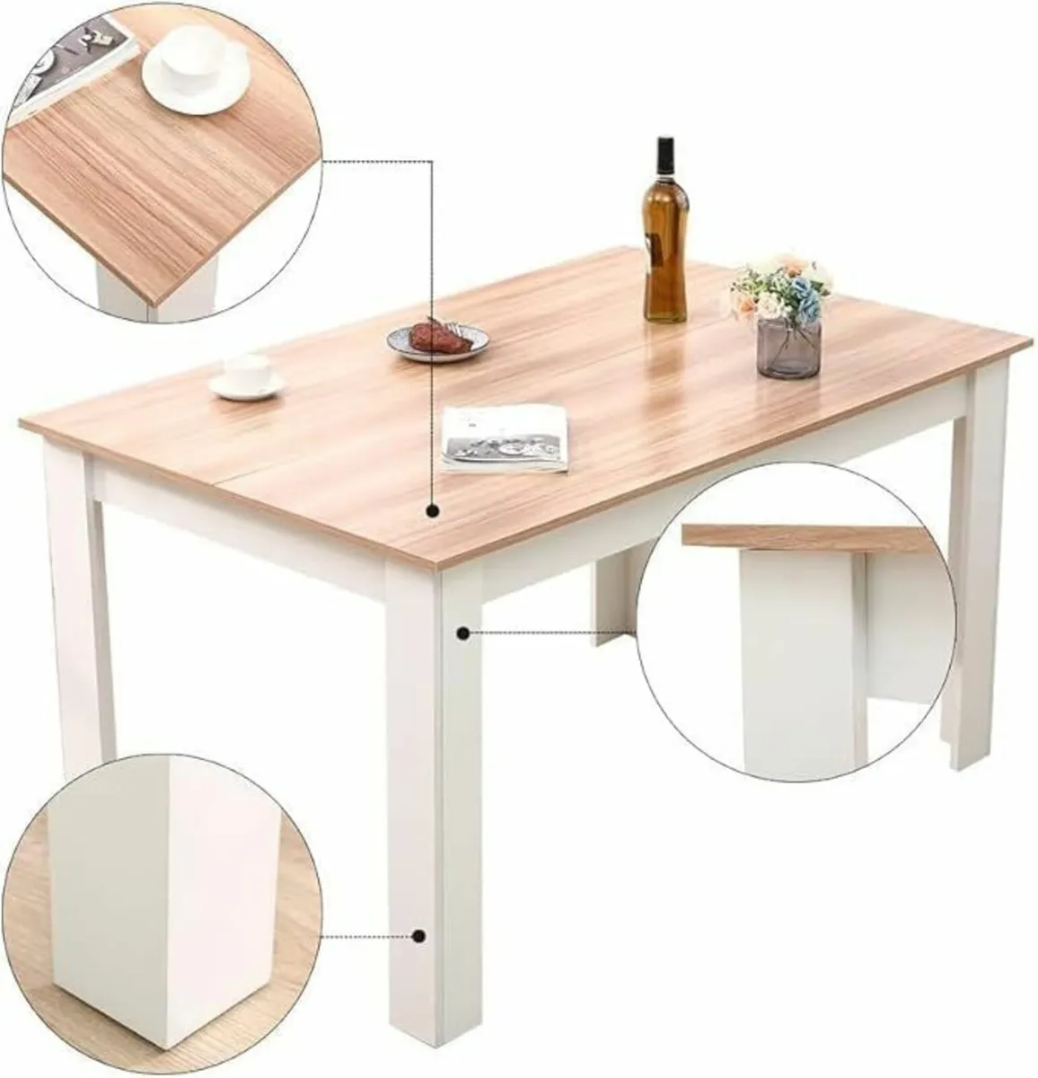 Modern Kitchen Table only, 4-6 People Wooden 140cm - Image 3