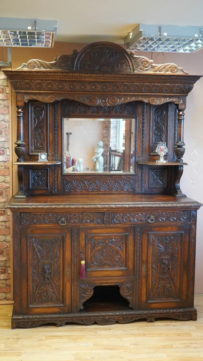 “Kingscourt” Solid Oak Carved Buffet - Image 2