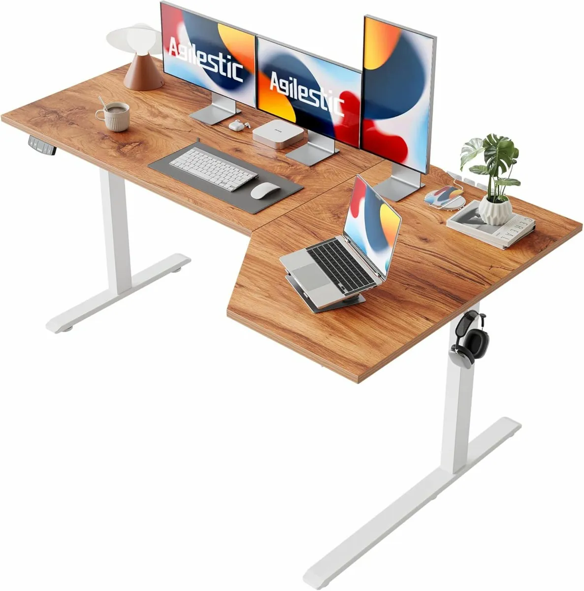 L-Shaped Electric Standing Desk, 160cm Adjustable - Image 1