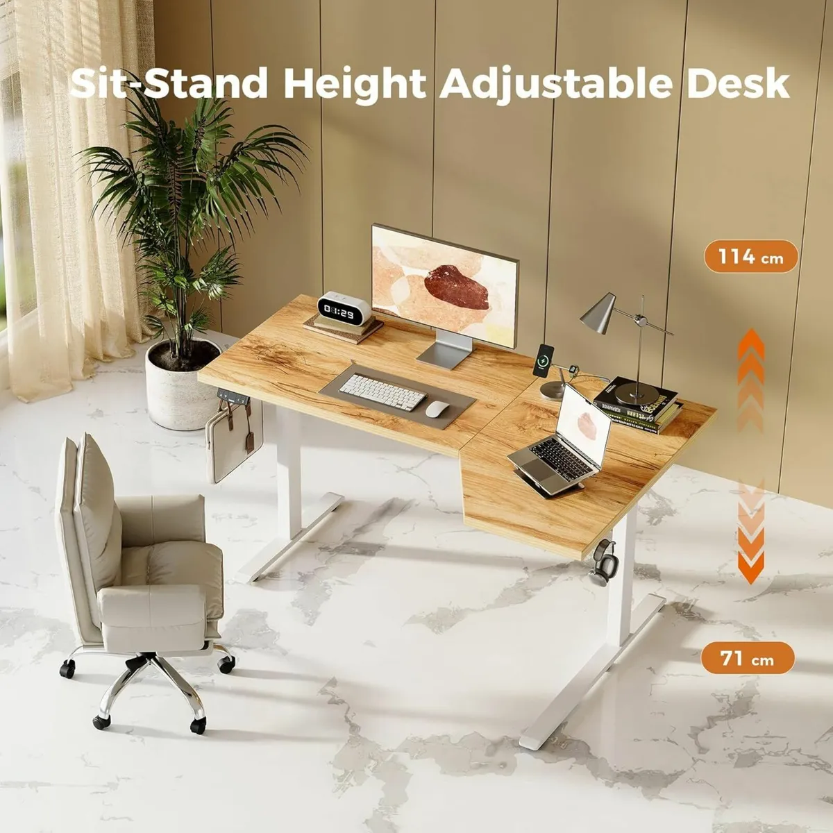 L-Shaped Electric Standing Desk, 160cm Adjustable - Image 3